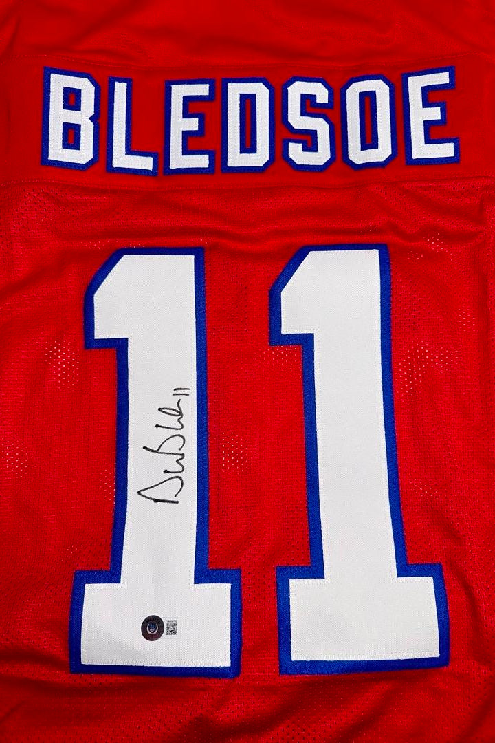 Drew Bledsoe Signed Patriots Custom Red Jersey - Beckett COA
